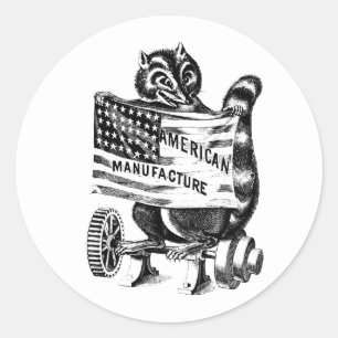 Racoon Americana Political Art Illustration Classic Round Sticker