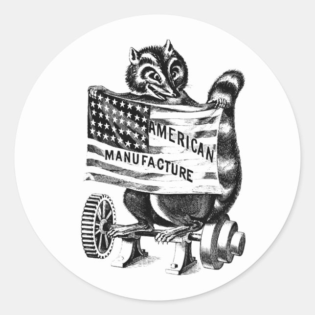 Racoon Americana Political Art Illustration Classic Round Sticker (Front)