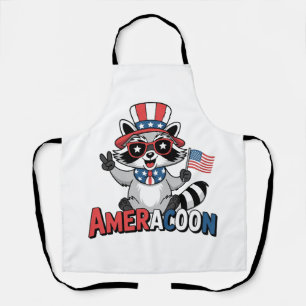 Racoon Americoon Patriotic 4TH of july America Apron