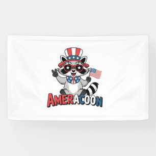 Racoon Americoon Patriotic 4TH of july America Banner
