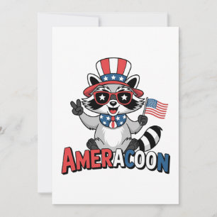 Racoon Americoon Patriotic 4TH of july America Holiday Card