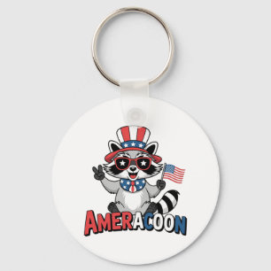 Racoon Americoon Patriotic 4TH of july America Key Ring