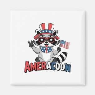 Racoon Americoon Patriotic 4TH of july America Magnet