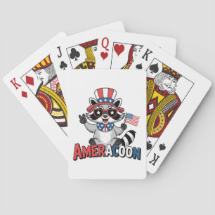 Racoon Americoon Patriotic 4TH of july America Playing Cards