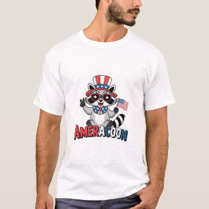 Racoon Americoon Patriotic 4TH of july America T-Shirt
