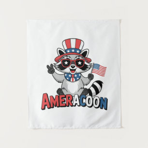 Racoon Americoon Patriotic 4TH of july America Tapestry
