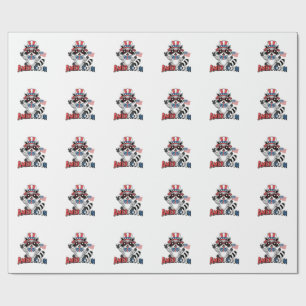 Racoon Americoon Patriotic 4TH of july America Wrapping Paper