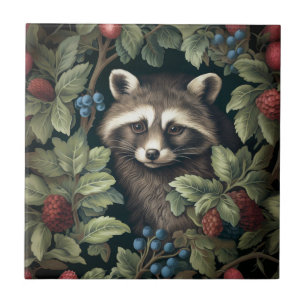 Racoon and berries inspired by William Morris Ceramic Tile