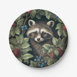 Racoon and berries inspired by William Morris Paper Plate