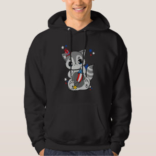 Racoon And Fireworks Director For 4th Of July Cele Hoodie