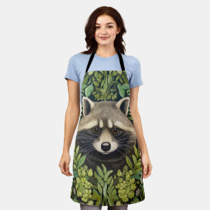 Racoon and foliage art nouveau style apron