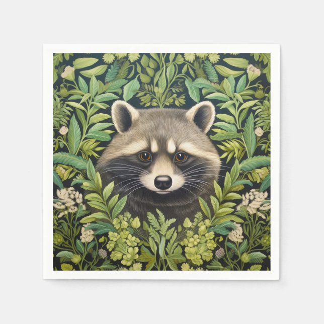 Racoon and foliage art nouveau style napkin (Front)