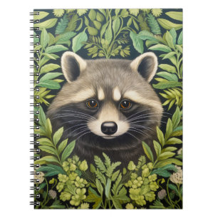 Racoon and foliage art nouveau style notebook