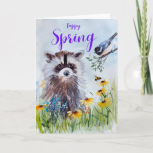 Racoon and Friends WELCOME SPRING Greeting Card