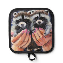 Racoon and Helping Hands Pot Holders