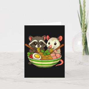 Racoon And Ossum Eating Ramen Noodles Card