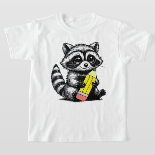Racoon and Pencil Cute Racoon Teacher Lover T-Shirt