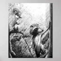 Racoon and Squirrel Hiking Art (The Path)