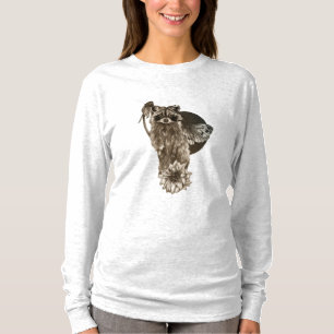 Racoon and wild flowers with moth T-Shirt