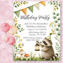 Racoon Animal Gender Neutral Birthday Party