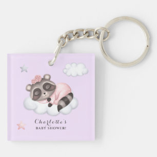 Racoon Animal Girl Baby Shower Lavender Key Ring