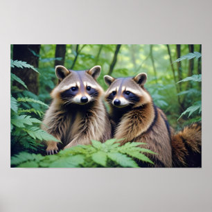 Racoon Animal Nature Wildlife Affection Caring Poster