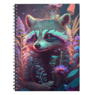 Racoon Animal Portrait Painting Wildlife Outdoors Notebook