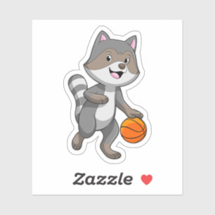 Racoon as Basketball player with Basketball
