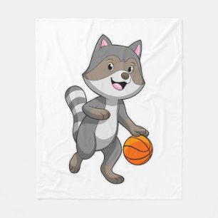 Racoon as Basketball player with Basketball Fleece Blanket
