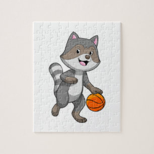 Racoon as Basketball player with Basketball Jigsaw Puzzle