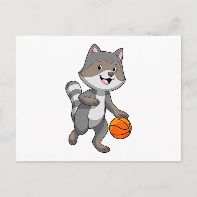 Racoon as Basketball player with Basketball Postcard (Front)