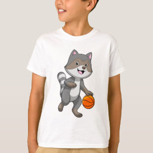 Racoon as Basketball player with Basketball T-Shirt