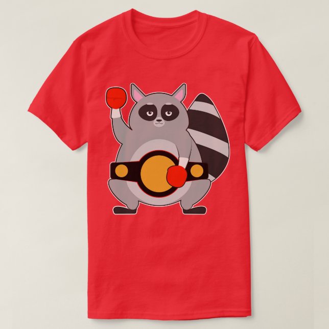 Racoon as Boxing champ with Belt T-Shirt (Design Front)