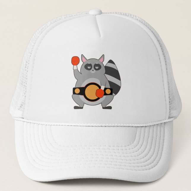 Racoon as Boxing champ with Belt Trucker Hat (Front)