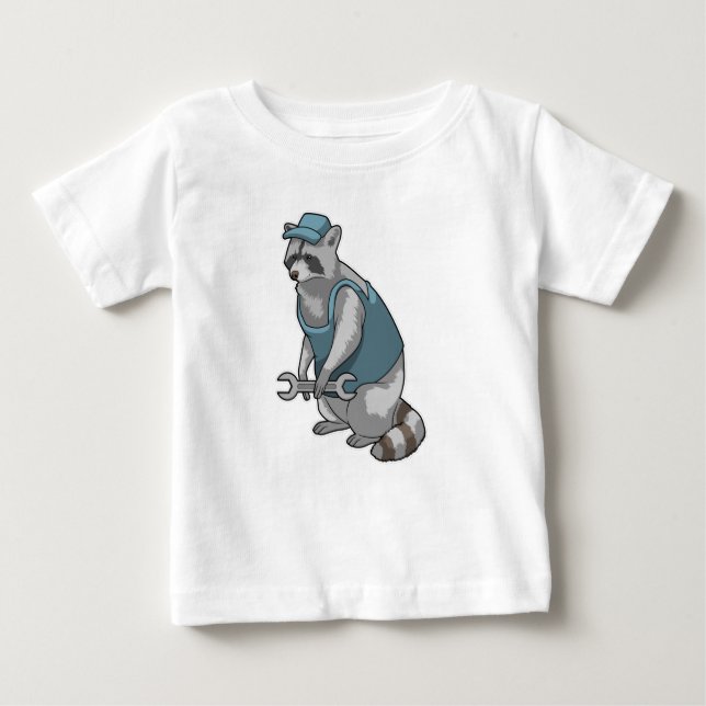 Racoon as Craftsman with Wrench Baby T-Shirt (Front)