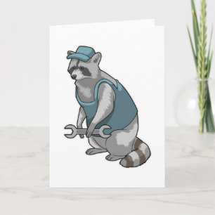 Racoon as Craftsman with Wrench Card
