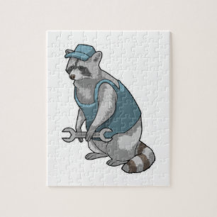 Racoon as Craftsman with Wrench Jigsaw Puzzle