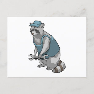 Racoon as Craftsman with Wrench Postcard