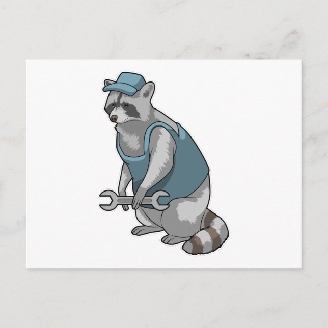 Racoon as Craftsman with Wrench Postcard (Front)