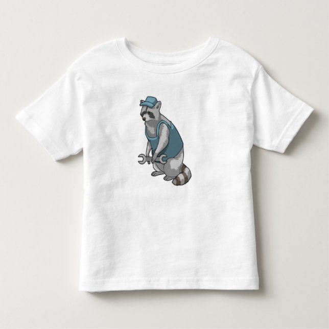 Racoon as Craftsman with Wrench Toddler T-Shirt (Front)