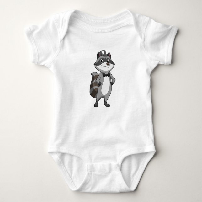 Racoon as Groom with Tie Baby Bodysuit (Front)