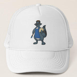 Racoon as Painter with Paintbrush Trucker Hat