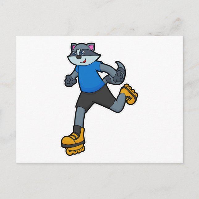 Racoon as Skater with Inline skates Postcard (Front)