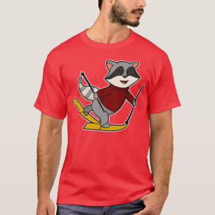 Racoon as Skier with Skis and Ski poles T-Shirt