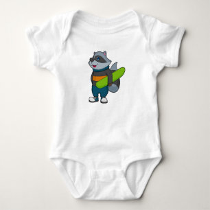 Racoon as Snowboarder with Snowboard Baby Bodysuit