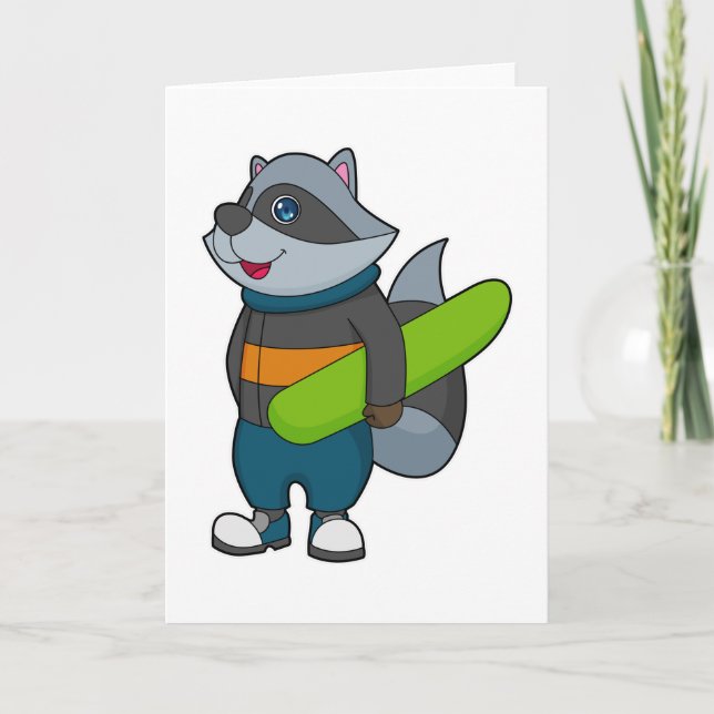 Racoon as Snowboarder with Snowboard Card (Front)