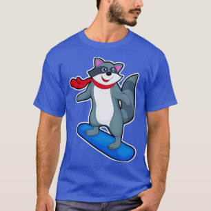 Racoon as Snowboarder with Snowboard Scarf T-Shirt