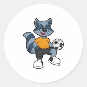 Racoon as Soccer player with Soccer ball Classic Round Sticker