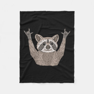 Racoon Asl Hand Gesture Deaf Hearing Loss Awarene Fleece Blanket