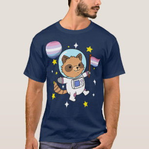 Racoon Astronaut Bigender Pride  T-Shirt